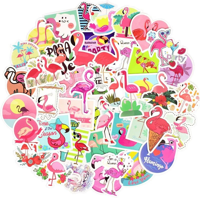 QTL Flamingo Stickers for Teens Kids Flamingo Laptop Stickers for Girls Flamingo Vinyl Stickers for Water Bottle Waterproof Stickers 50Pcs - Image 1