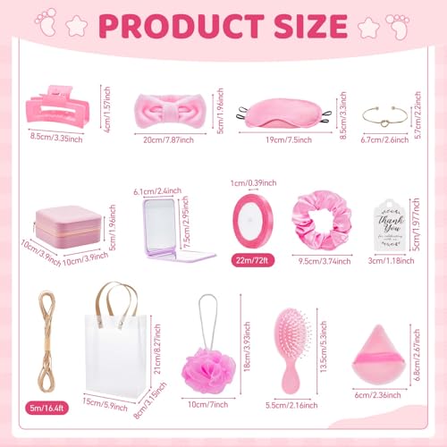 Rigibright 74Pcs Baby Shower Prizes for Game Winners Baby Shower Favors Gifts including Headband Hair Brush Jewelry Box with Gift Bag for Baby Shower Game Prizes Wedding Bridal Shower Favors (Pink) - Image 3