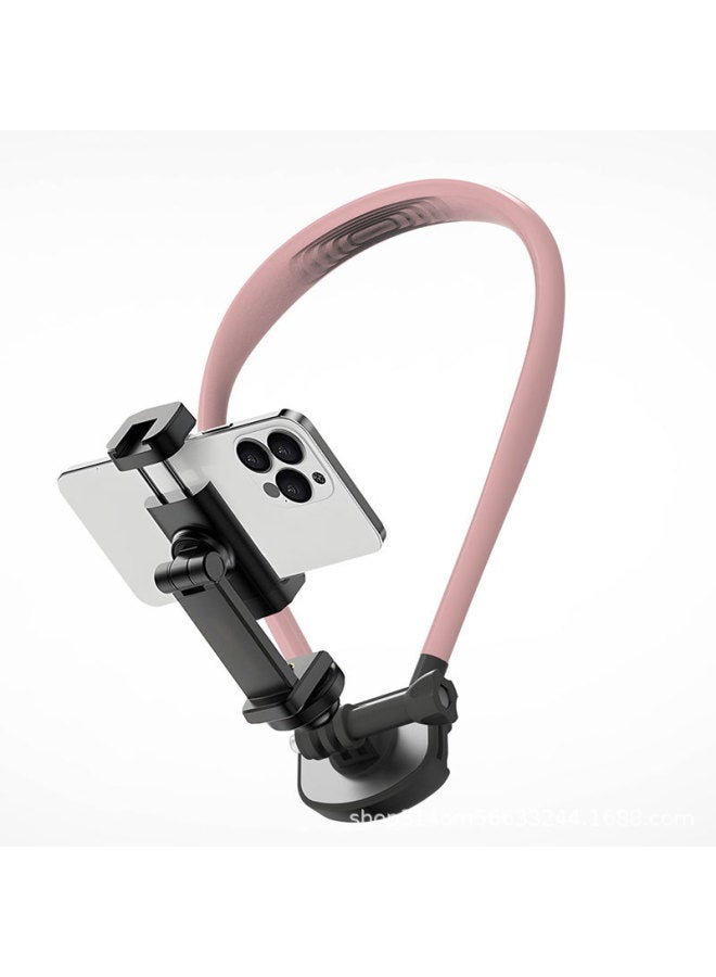 Generic Hanging Neck Mobile Phone Magnetic Bracket First Viewing Angle Shooting Live Riding Mountaineering Fishing Outdoor Sports Camera Accessories-Color:Mobile Phone Clip Pink - Image 1