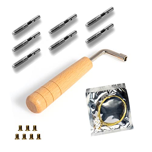 Cheerock 7 Lyre Harp Strings 7pcs String Pin Nails with Tuning Wrench Replacement for Lyre Harp and Other Small Harp Musical Stringed Instrument - Image 1