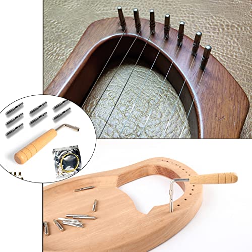 Cheerock 7 Lyre Harp Strings 7pcs String Pin Nails with Tuning Wrench Replacement for Lyre Harp and Other Small Harp Musical Stringed Instrument - Image 5