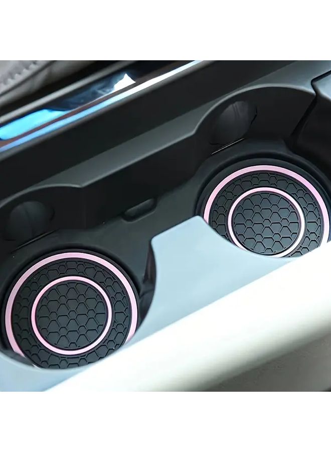 Set Of 2 Red PVC Anti Slip Dust Resistant Car Cup Holder Mats For Vehicle Interiors - Image 5
