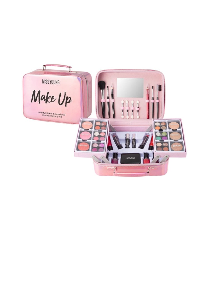 MISS YOUNG Missyoung Portable Multifunctional Cosmetic Bag – Long-Lasting Glitter Eyeshadow & Lipstick Makeup Set - Image 2