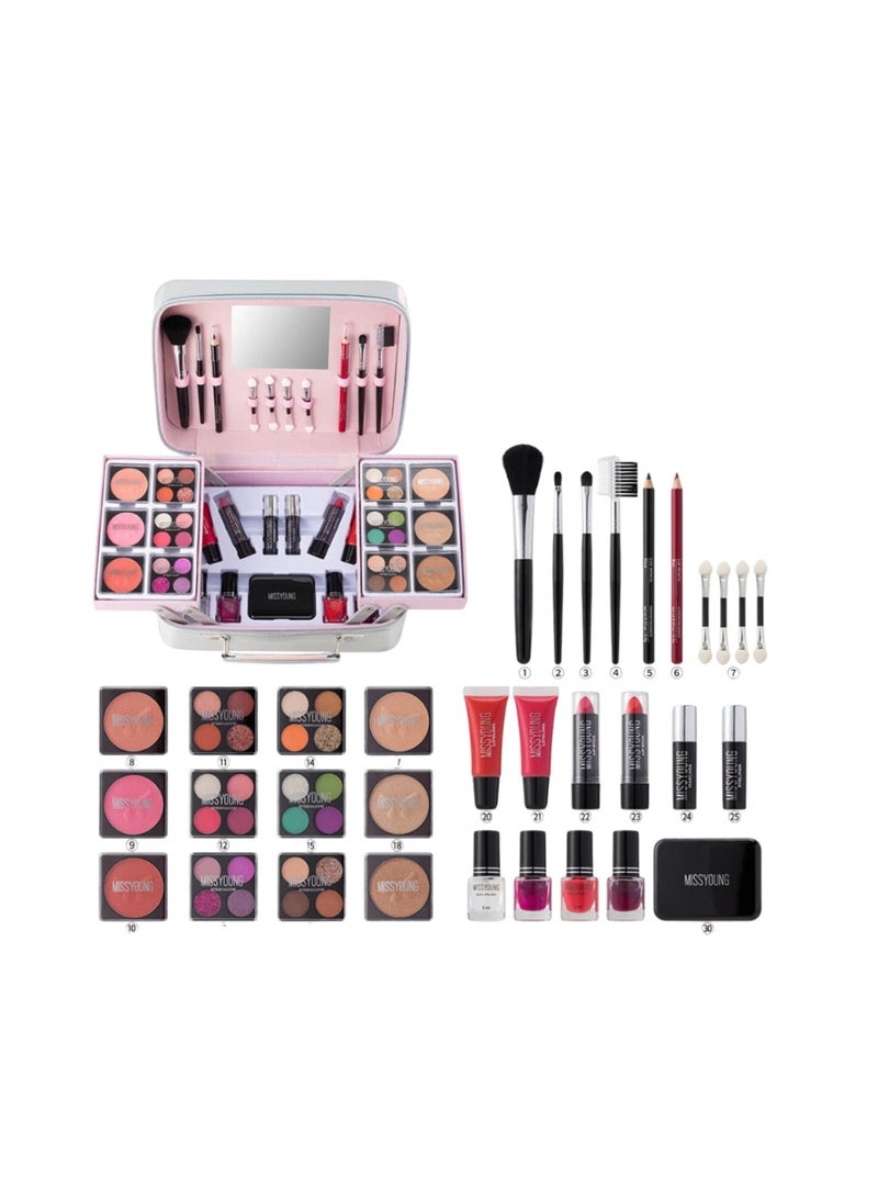 MISS YOUNG Missyoung Portable Multifunctional Cosmetic Bag – Long-Lasting Glitter Eyeshadow & Lipstick Makeup Set - Image 3