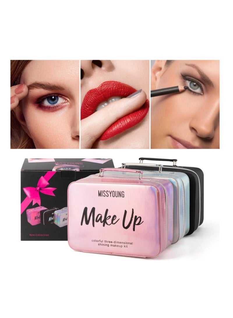MISS YOUNG Missyoung Portable Multifunctional Cosmetic Bag – Long-Lasting Glitter Eyeshadow & Lipstick Makeup Set - Image 4