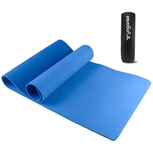 Yogarise 6mm Anti-Skid Yoga Mat with Carry Bag, Eco-Friendly, Water-Resistant, Non-Toxic, Super Soft, Easy to Fold, Durable, Lightweight, Perfect for Yoga, Pilates, Gym & Outdoor Workouts (Blue) - Image 1