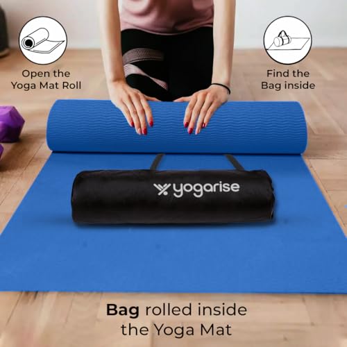 Yogarise 6mm Anti-Skid Yoga Mat with Carry Bag, Eco-Friendly, Water-Resistant, Non-Toxic, Super Soft, Easy to Fold, Durable, Lightweight, Perfect for Yoga, Pilates, Gym & Outdoor Workouts (Blue) - Image 3