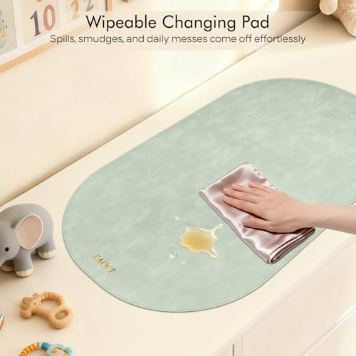 TAOCI Portable Changing Pad - Baby Changing Mat, Waterproof Diaper Changing Pads, Wipeable Foldable Vegan Leather for Travel & On-the-Go, Home, Light Green, 27.5" x 15.7" - Image 5