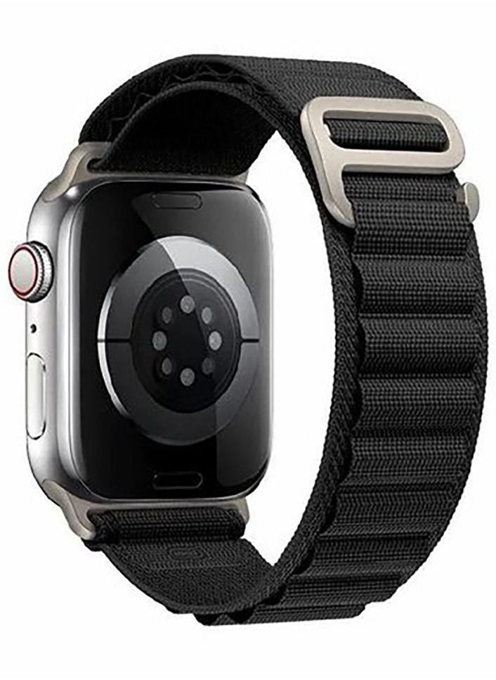 Generic - For Apple Watch Series 8 (45mm) & Apple Watch Ultra (49mm) Nylon Sport Replacement Strap Bands With Adjustable Closure - Black - Image 1