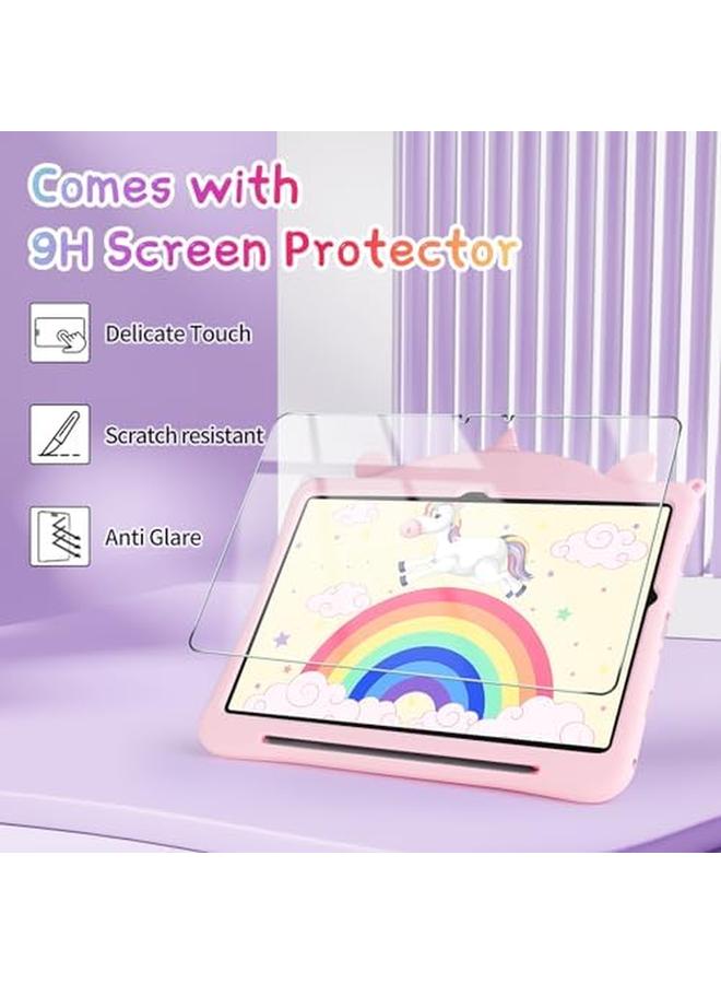 إيروريكس جراب لهاتف Samsung Galaxy Tab A9 Plus مقاس 11 بوصة للأطفال والبنات جراب Samsung A9 Plus اللوحي مع واقي للشاشة وحزام كتف وحامل جراب واقٍ من السيليكون الناعم لهاتف Galaxy Tab A9 Plus باللون الوردي - Image 2