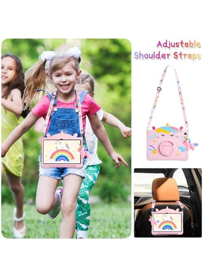 إيروريكس جراب لهاتف Samsung Galaxy Tab A9 Plus مقاس 11 بوصة للأطفال والبنات جراب Samsung A9 Plus اللوحي مع واقي للشاشة وحزام كتف وحامل جراب واقٍ من السيليكون الناعم لهاتف Galaxy Tab A9 Plus باللون الوردي - Image 5