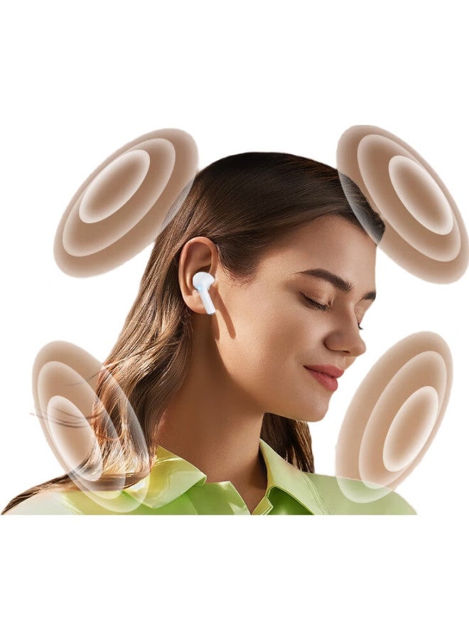 Xiwxi Wireless Bluetooth Earphones, Semi In-Ear Headphones, Music Sports Gaming Headphones Bluetooth 5.3, Compatible With Apple Huawei Xiaomi Phones, P3+ Moon Rock White - Image 1