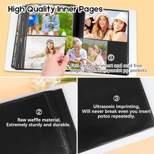 Aevdor 272 Pockets 5x7 Photo Album Holds 272 Photos, Extra Large Capacity Leather Cover Photo Album 5x7 for Family Wedding Baby Birthday Christmas Anniversary Pictures, 5 x 7 Photo Book (White) - Image 5