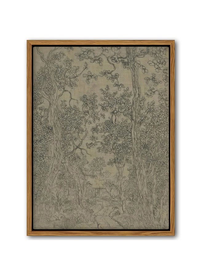 AKWISH Vintage Framed Landscape Wall Art, Rustic Forest Canvas Print, Bedroom Kitchen Shelf Decor, Dark Moody Retro Country Farmhouse Pictures Wall Decor for Living Room Home Office 12x16 inch - Image 1