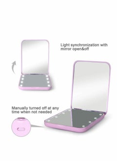 Y&D Compact Mirror Magnifying with Light 1x/2x Handheld 2-Sided Magnetic Switch Fold Small Travel Makeup Pocket for Handbag Purse Gifts Girls  - Image 4