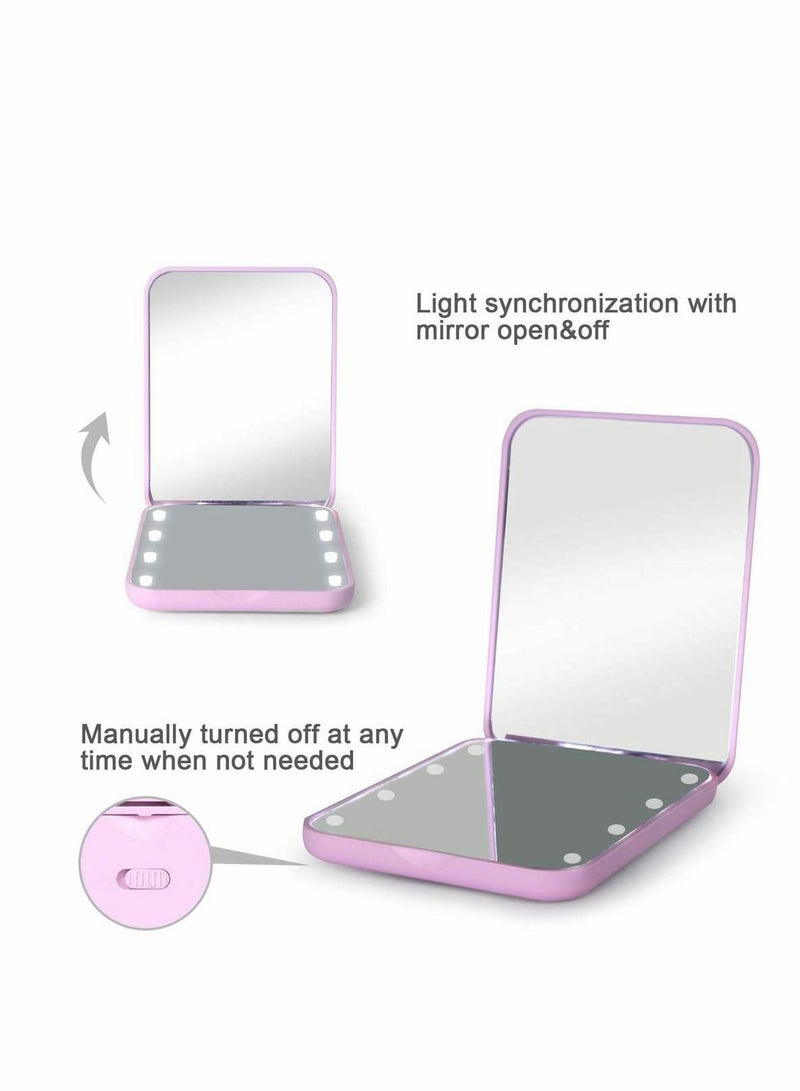 Y&D Compact Mirror Magnifying with Light 1x/2x Handheld 2-Sided Magnetic Switch Fold Small Travel Makeup Pocket for Handbag Purse Gifts Girls - Image 4