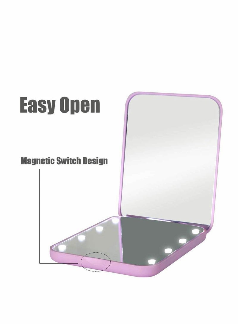 Y&D Compact Mirror Magnifying with Light 1x/2x Handheld 2-Sided Magnetic Switch Fold Small Travel Makeup Pocket for Handbag Purse Gifts Girls - Image 2