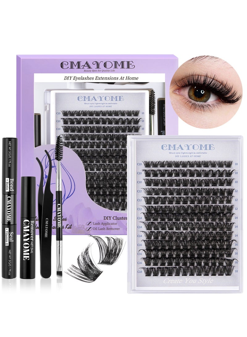 CMAR Lash Extension Kit Eyelash Extension Kit  DIY Lash Extension Kit 156 PCS Lash Clusters 8-18mm Cluster Eyelash Extensions Kit with Lash Bond and Seal Lash Applicator Tool - Image 2