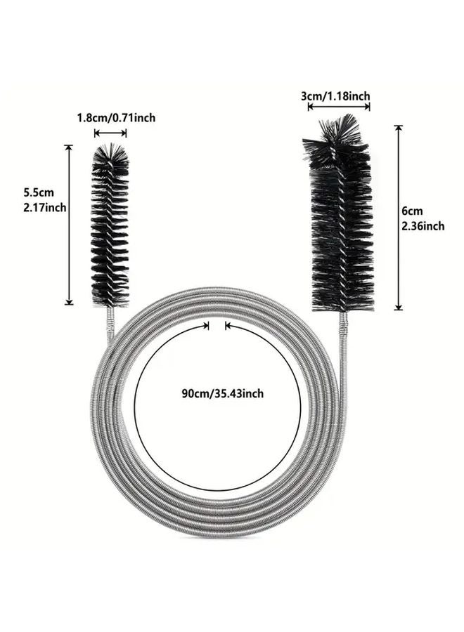 فرشاة تنظيف أنابيب أحواض السمك مزدوجة الأطراف 90 سم أسود برأسين متينين - Image 1