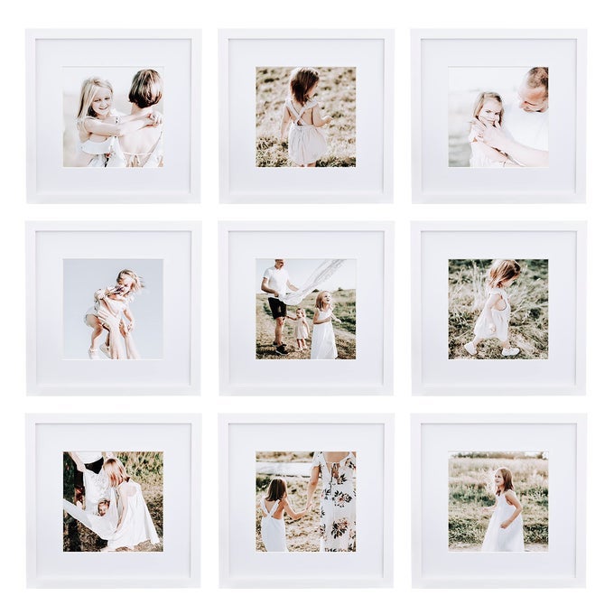 9 PIECE GALLERY WALL FRAME SET 12X12 INCH WHITE