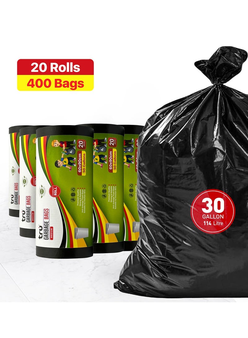 Tru Garbage Bags Compact Roll 30 Gallon (20pc x 20 Rolls) 400bags - Black - Image 2