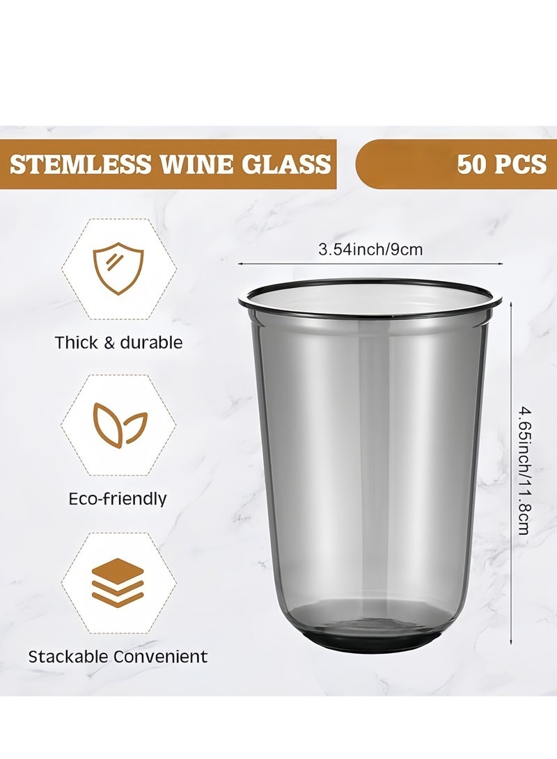 ٥٠ كوب بلاستيك أسود مع أغطية، سعة ٥٠٠ مل – للمشروبات الباردة مثل القهوة المثلجة، العصائر، السموذي، مناسب للحفلات والمقاهي - Image 4