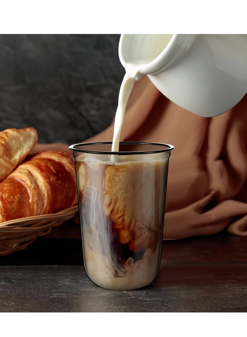 ٥٠ كوب بلاستيك أسود مع أغطية، سعة ٥٠٠ مل – للمشروبات الباردة مثل القهوة المثلجة، العصائر، السموذي، مناسب للحفلات والمقاهي - Image 3