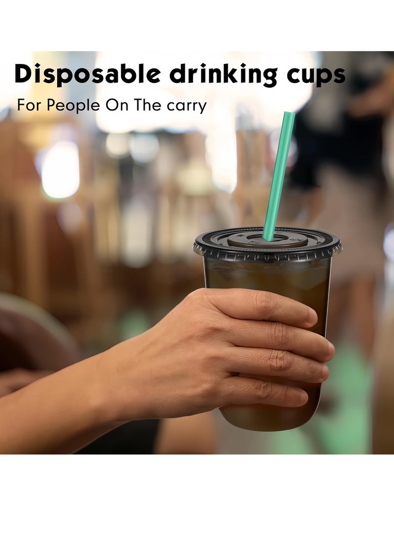 ٥٠ كوب بلاستيك أسود مع أغطية، سعة ٥٠٠ مل – للمشروبات الباردة مثل القهوة المثلجة، العصائر، السموذي، مناسب للحفلات والمقاهي - Image 5