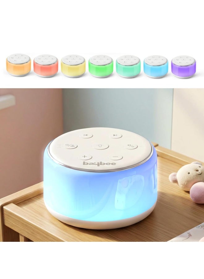 BAYBEE آلة صوت الضوضاء البيضاء 3 في 1 للأطفال مع ضوء ليلي | آلة ضوضاء بيضاء قابلة لإعادة الشحن للبالغين والأطفال مع 34 صوت مهدئ ومؤقت إيقاف تلقائي | مهدئ نوم محمول للأطفال للسفر في المنزل - Image 1