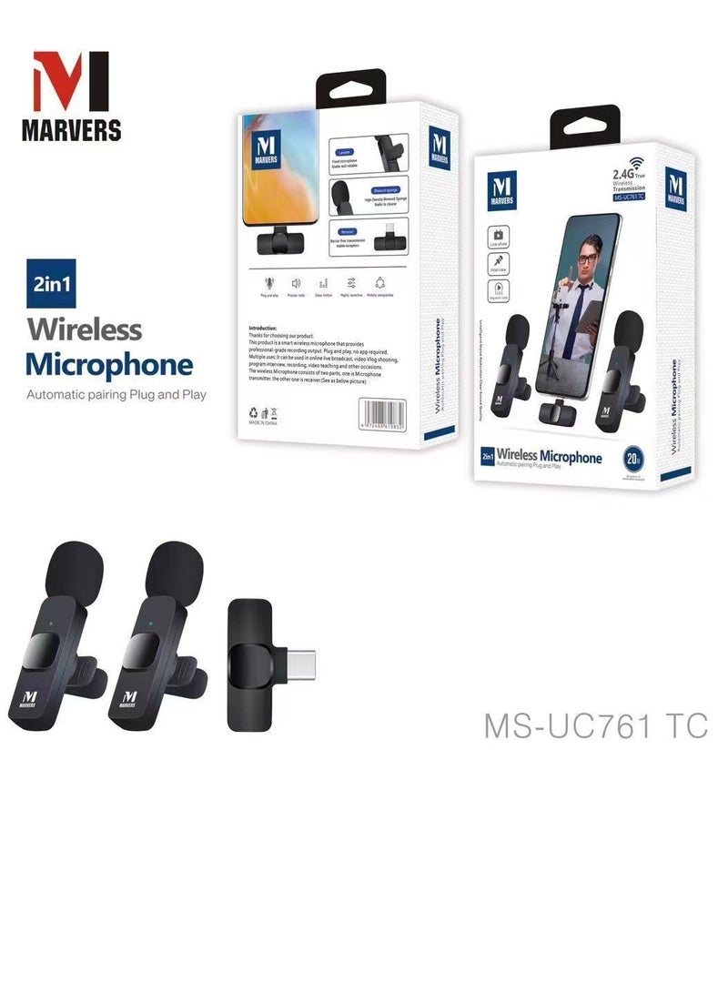 MARVERS Dual Wireless Microphone For Type-C Devices Professional Microphone For Mobile Phone and Live Broadcast - Image 2