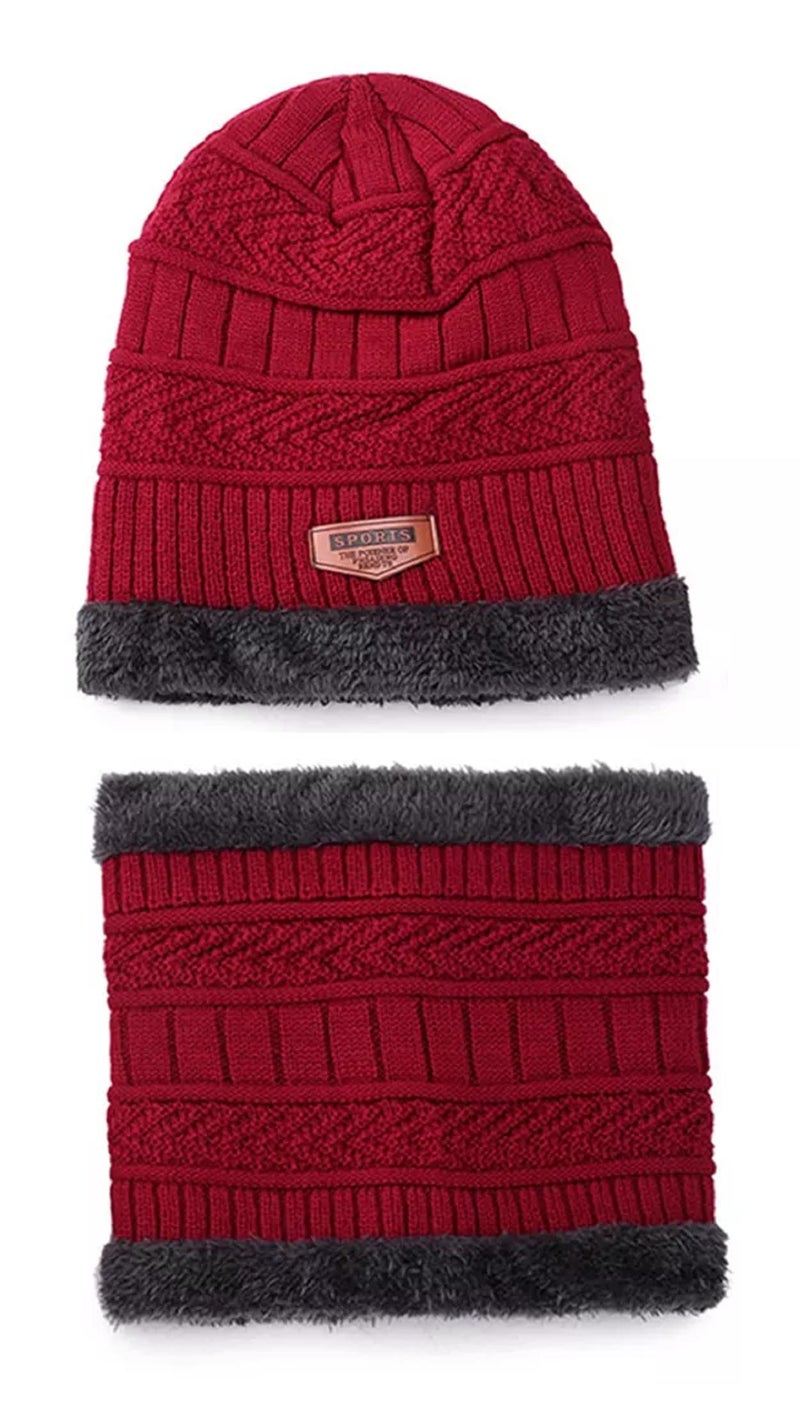 Zacharias Unisex Winter Woolen Cap with Neckmuffler/Neckwarmer cw-13 (Maroon_Free Size) (Pack of 10 Pair) - Image 3