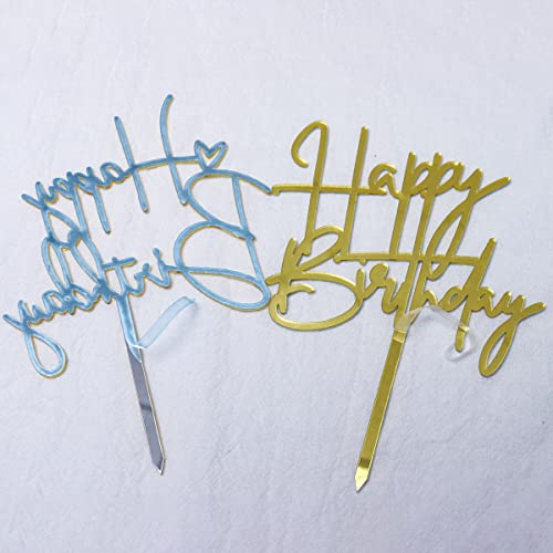 Hazyore Gold Birthday Cake Topper, 6pcs Acrylic Birthday Cake Toppers Happy Birth Cake Toppers for Decorations Gold Topper for Girls Women's Party Decorations - Image 4