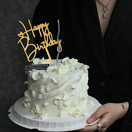 Hazyore Gold Birthday Cake Topper, 6pcs Acrylic Birthday Cake Toppers Happy Birth Cake Toppers for Decorations Gold Topper for Girls Women's Party Decorations - Image 5