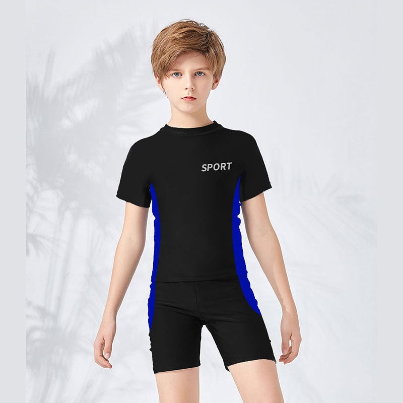 Hutun Kidsren's Swimsuit Boys' Medium and Large Kidsren's Split Training Swimsuit Boys' Swimming Trunks 2022 New Quick-Drying Suit(Royal Blue, L) - Image 3