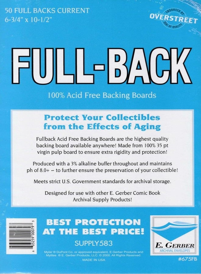 Full-Back Current Comic Book Backing Boards 6 3/4" x 10 1/2"