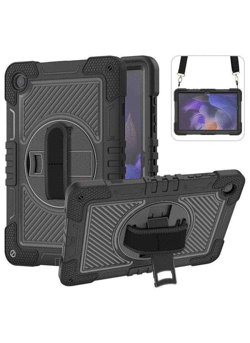 Compatible with Samsung Galaxy Tab A9 Plus 11 Inch 2023 Cover, Light Weight Rugged Case with Hand Strap Kickstand and Shoulder Straps For Tab A9+ (Black)
