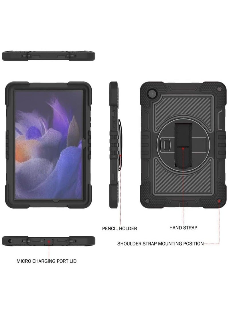 Compatible with Samsung Galaxy Tab A9 Plus 11 Inch 2023 Cover, Light Weight Rugged Case with Hand Strap Kickstand and Shoulder Straps For Tab A9+ (Black)