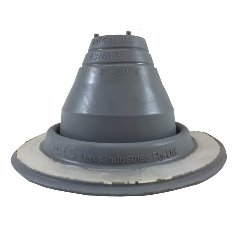 #1 (1/4" - 2-1/2") Round Gray EPDM Flexible Pipe Flashing Dektite Boot: - Metal Roof Jack Pipe Boot - Metal Roofing Pipe Flashing - Deks Dektite (DF101G)