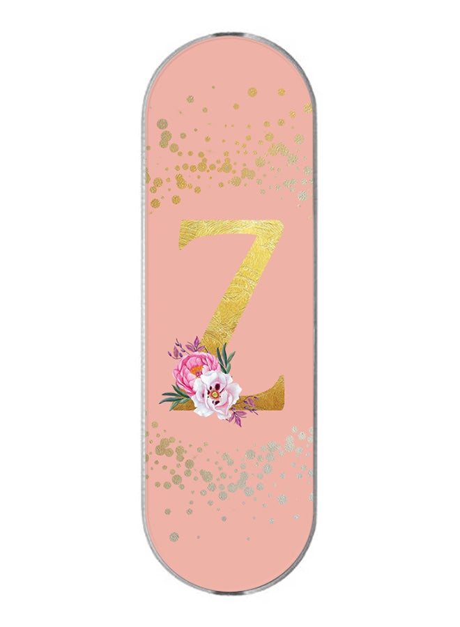 3-In-1 Universal Mobile Phone Grip Holder- Custom Monogram Initial Letter Floral Pattern Alphabet - Z (Rose Pink)