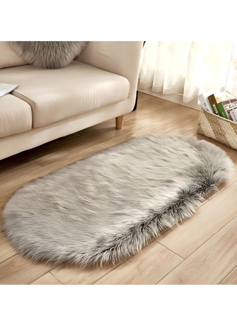 Beautiful Creative home imitation wool carpet and floor mat, suitable for bedrooms and living rooms, fluffy snow wool carpet, suitable for children's rooms, baby rooms and dormitories, comfortable plush carpet, super soft throw pillow carpet, long wool decorative carpet, suitable for indoor home flooring, size 90x150 cm (grey) 