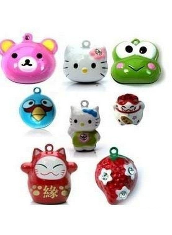 طوق جرس ملون على شكل رسوم متحركة للكلاب والجراء والقطط والقطط الصغيرة (متنوع، عبوة من قطعتين) - Image 1