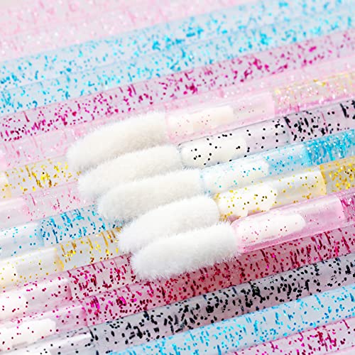 g2plus 100PCS Glitter Crystal Lip Brush, Disposable Lip Brushes Lip Gloss Applicators Lipstick Gloss Wands Applicator Perfect Makeup Tool Kits (Multi-colored) - Image 4