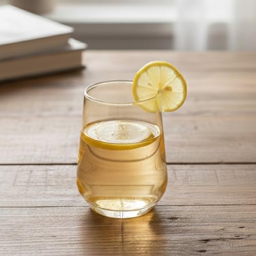 BLACKCARROT Water Glasses Set of 6 | 390 ML Golden Drinking Glasses | Ideal for Juices, Cold Drinks, Smoothies - Image 3