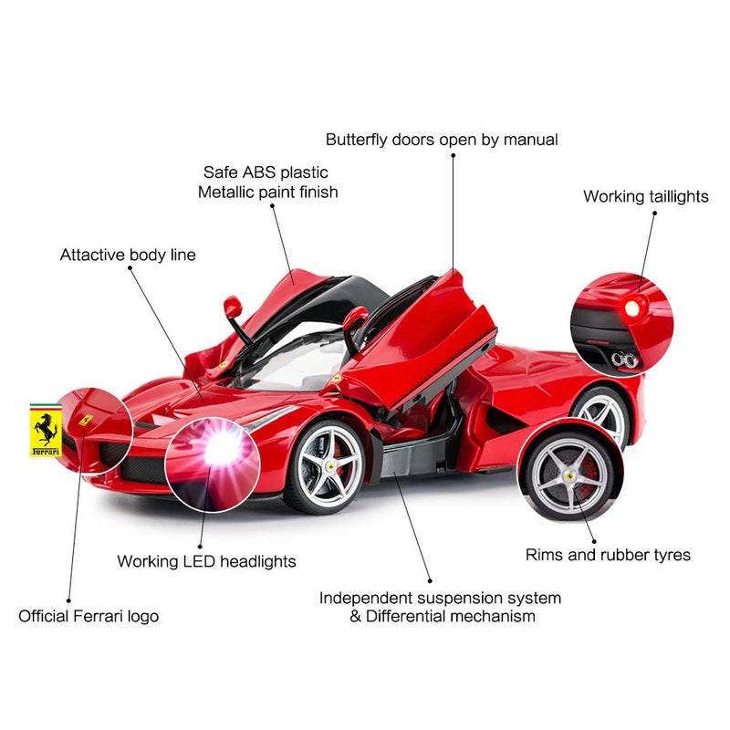 RASTAR RC Car | 1/14 Scale Ferrari LaFerrari Radio Remote Control R/C Toy Car Model Vehicle for Boys Kids, Red - Image 5