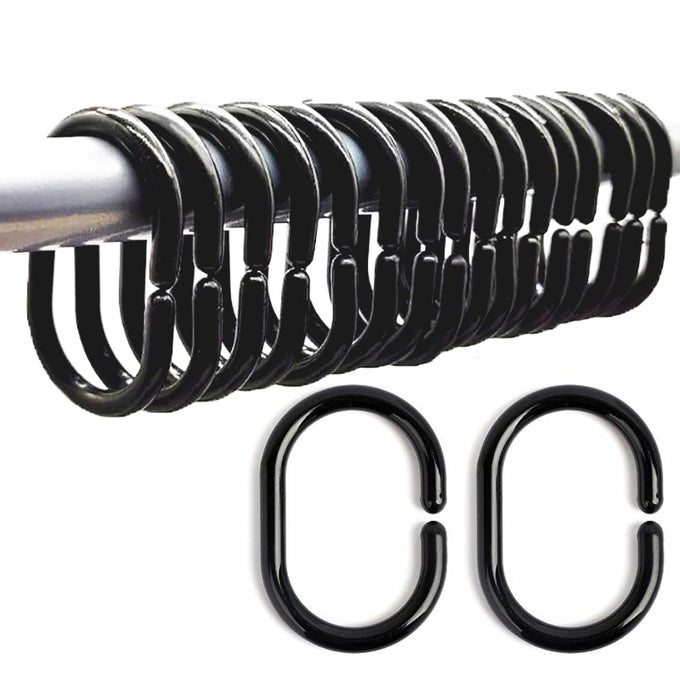 36 Packs Shower Curtain Rings Black Plastic CShaped Bath Drape Loop Rail Rings for Bathroom Window Rod