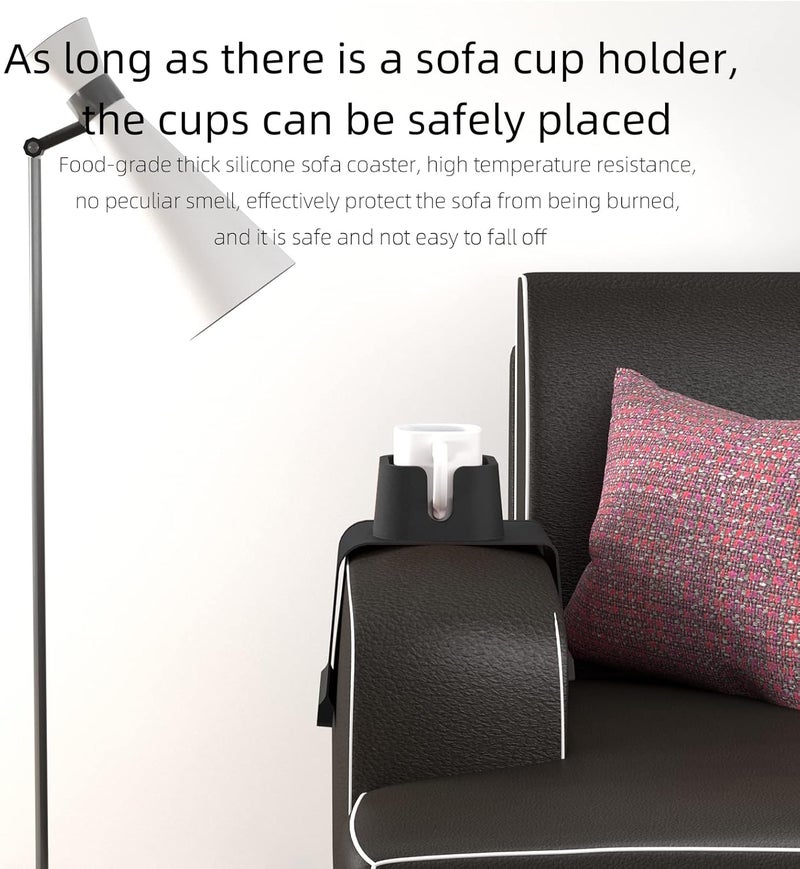 vodvob Couch Cup Holder, Anti-Spill Sofa Cup Holder Silicone Couch Coaster, Suitable for Sofa Recliner Armchairs, Gifts for Mom, Dad, Husband, Grandma, Grandpa, Black - Image 5