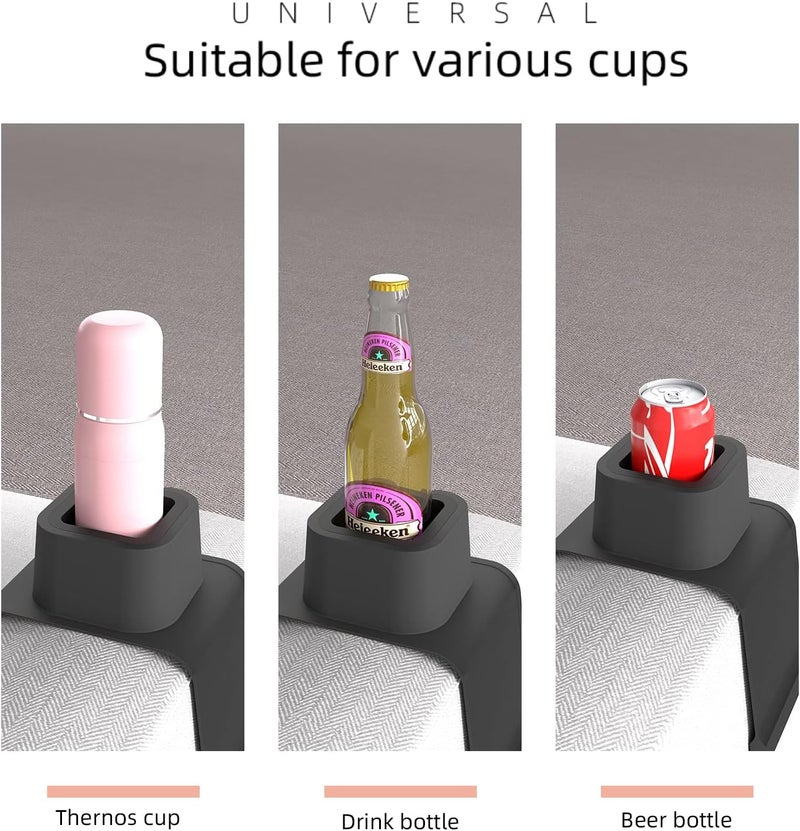 vodvob Couch Cup Holder, Anti-Spill Sofa Cup Holder Silicone Couch Coaster, Suitable for Sofa Recliner Armchairs, Gifts for Mom, Dad, Husband, Grandma, Grandpa, Black - Image 4