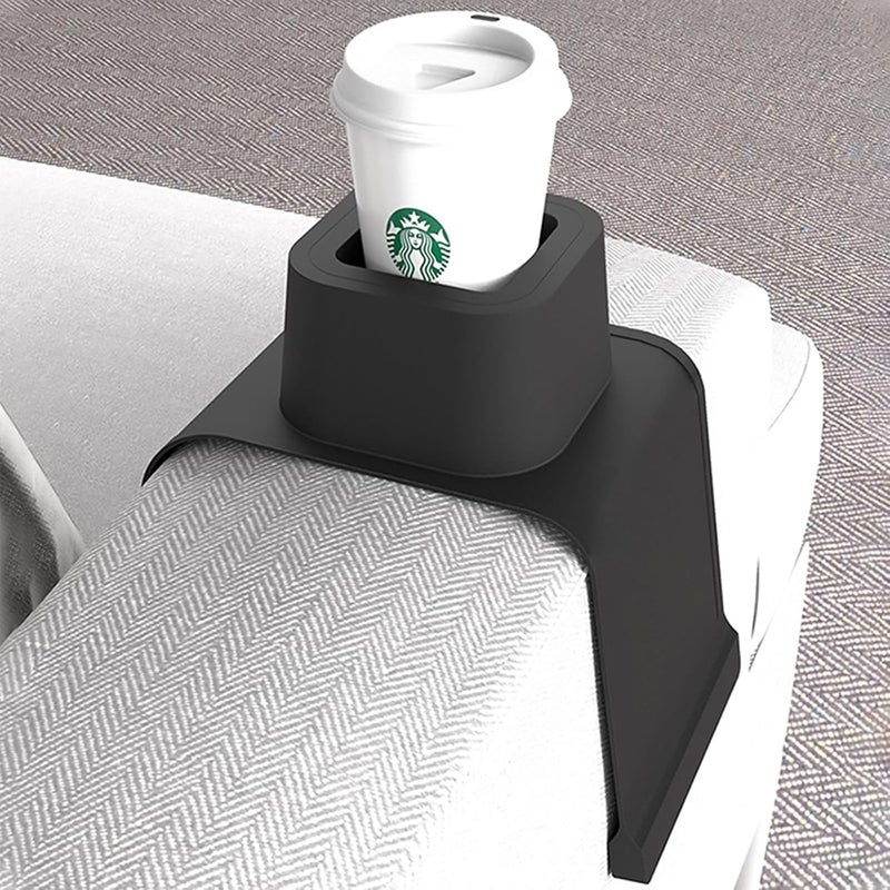vodvob Couch Cup Holder, Anti-Spill Sofa Cup Holder Silicone Couch Coaster, Suitable for Sofa Recliner Armchairs, Gifts for Mom, Dad, Husband, Grandma, Grandpa, Black - Image 1