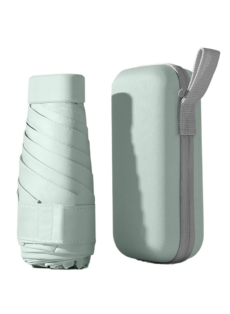 Arabest Mini Umbrella for Wallet, UPF 50+ UV Protection - Small Travel Lightweight Umbrella for Rain and Sun - 5 Fold Umbrella, Women's, Kids, Mint Green - Image 1