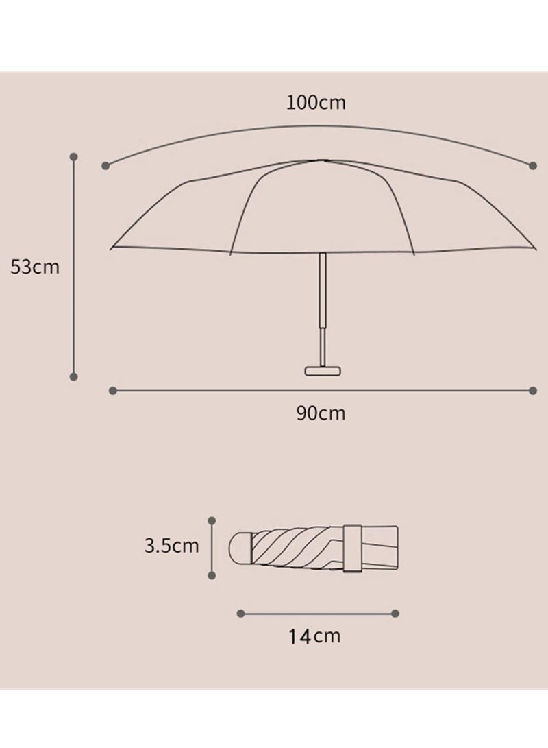 Arabest Mini Umbrella for Wallet, UPF 50+ UV Protection - Small Travel Lightweight Umbrella for Rain and Sun - 5 Fold Umbrella, Women's, Kids, Mint Green - Image 4